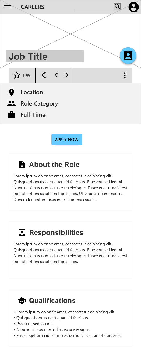 Wireframe: Role Page (Mobile View)