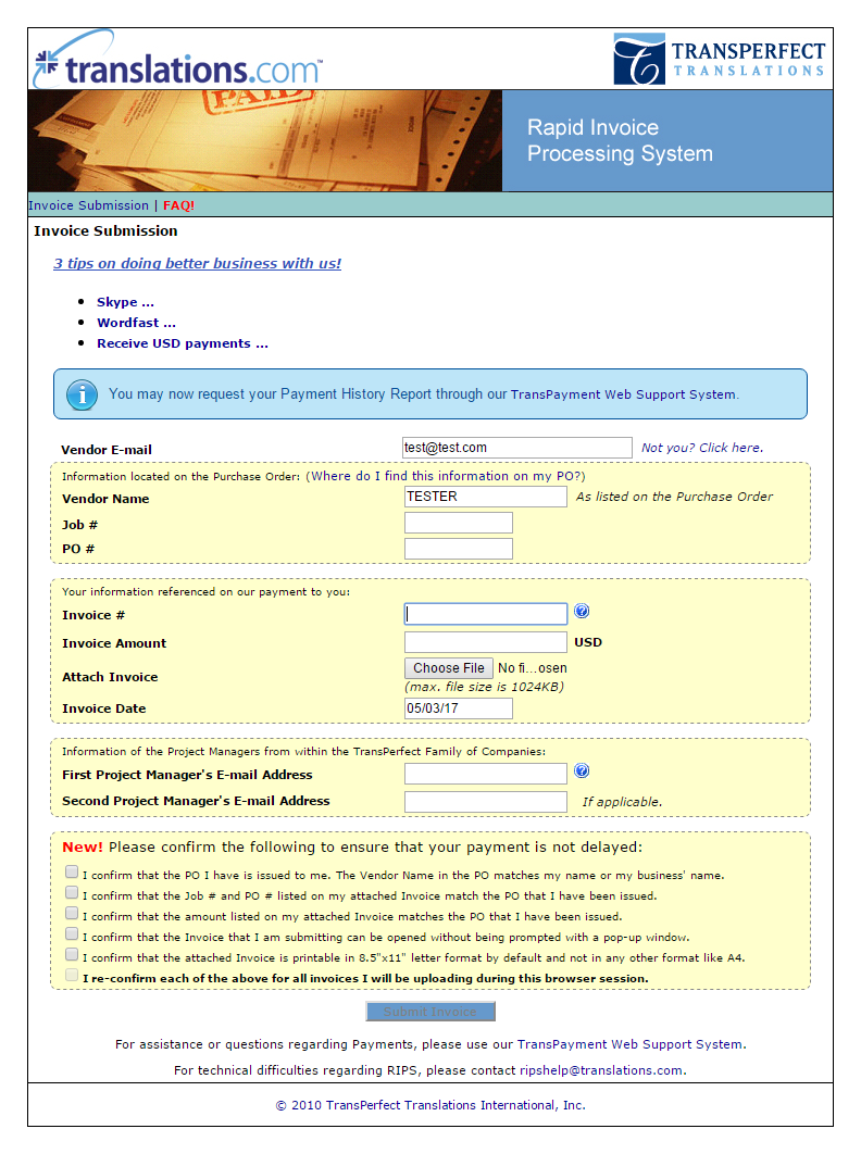 Original TransPerfect RIPS site (Pre-Redesign)