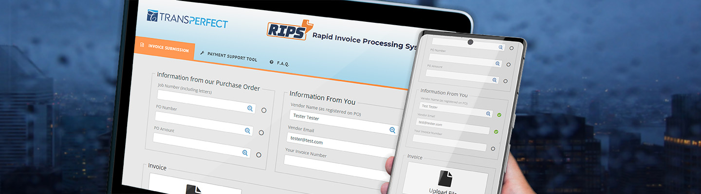 TransPerfect Timesheet console on desktop computer screen