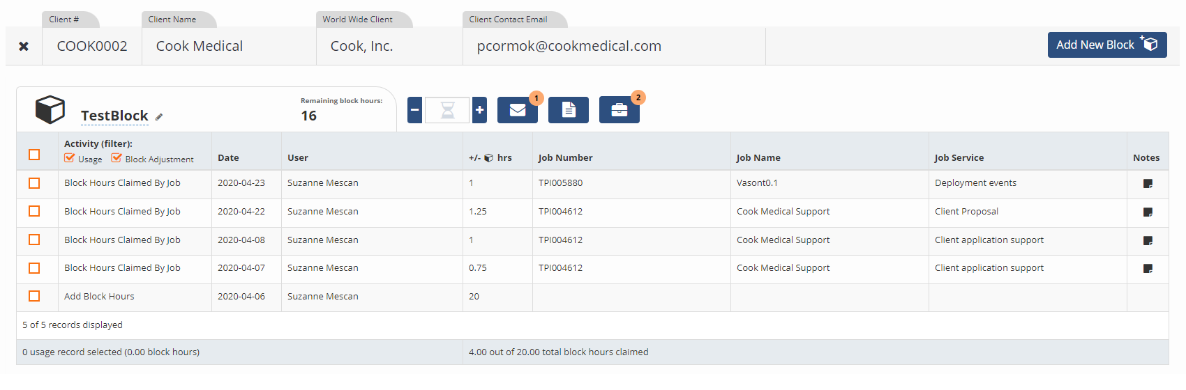 Timesheet Block Manager